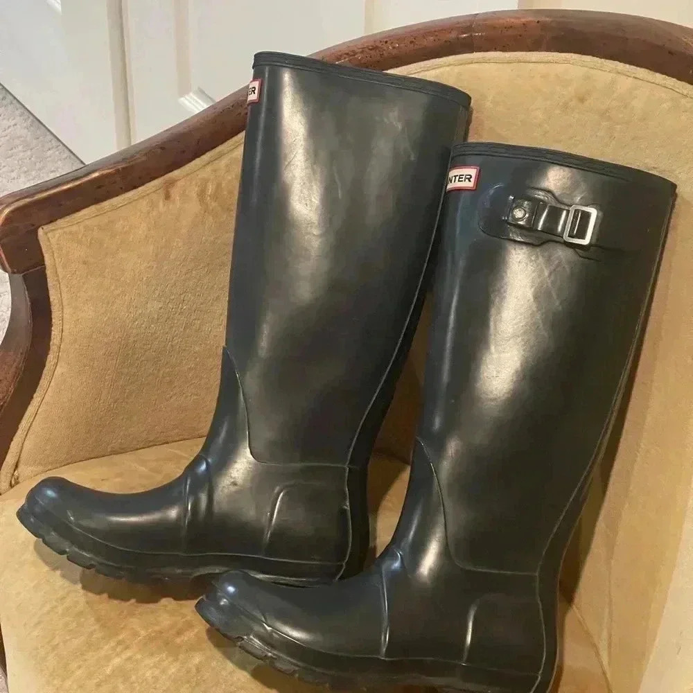 HUNTER Rubber Boots, Original Tall Matte Black. - Picture 8 of 16